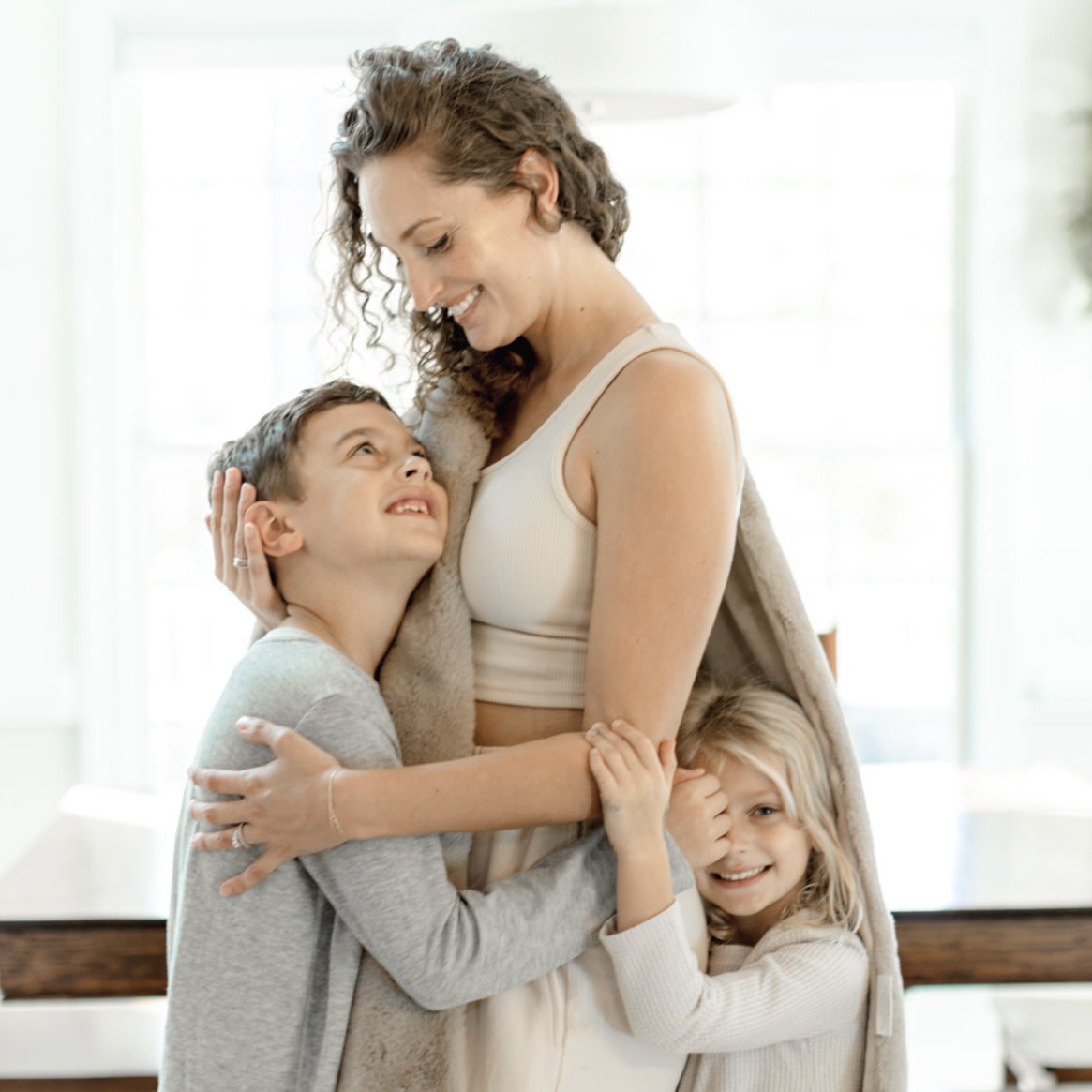 Luxury Oatmeal Beige Blanket Family