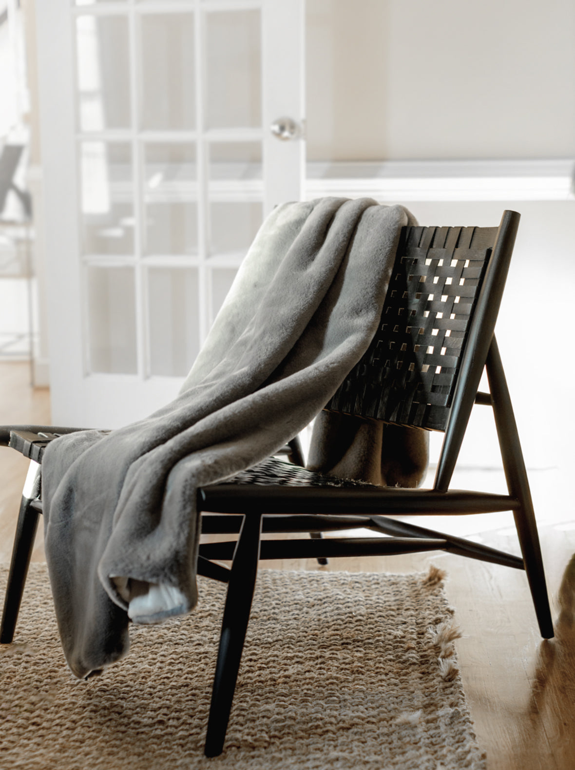 Soft gray throw blanket