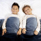 Kids with cozy throw blanket